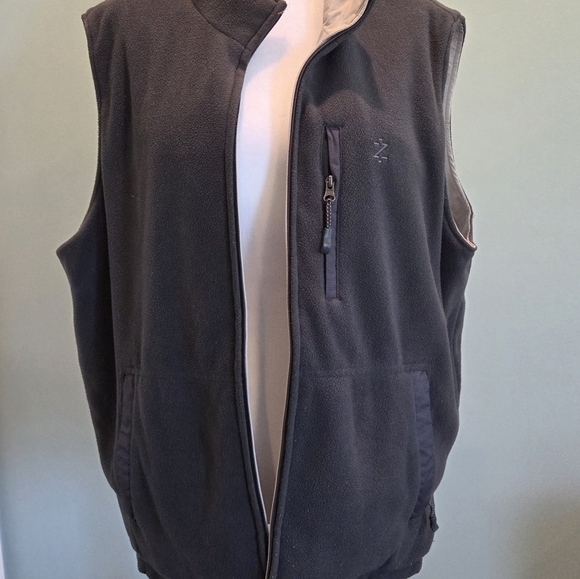 IZOD Performance Reversible Vest Mens Size XL Tan/Beige Full Zip Sleeveless - Picture 11 of 16